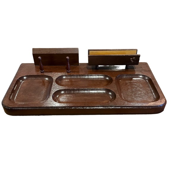 MCM Dresser/Desk Wood Valet, Antique, Vintage Tray Organizer - Picture 1 of 7